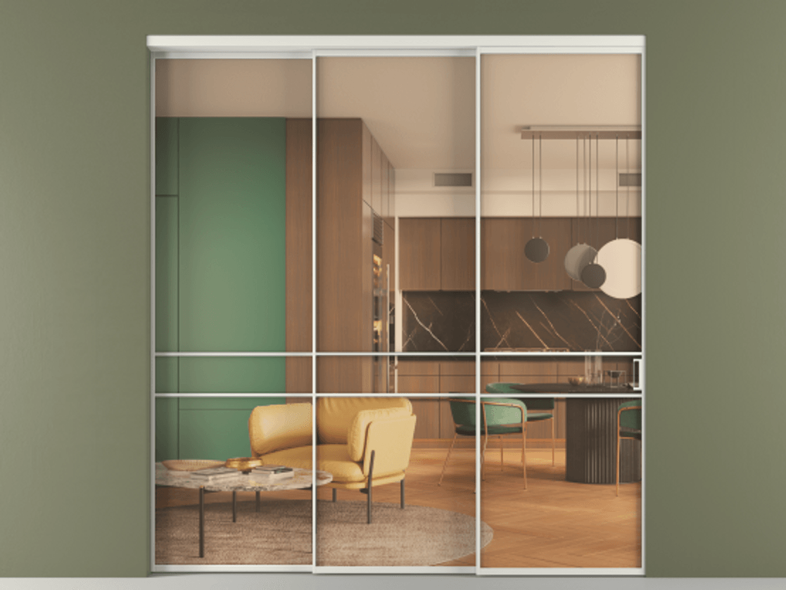 Перегородка Формато внутри проёма 3 створки с синхронным механизмом АЛПР 040.02 Алюминий серый Прозрачное оранжевое стекло, триплекс. Цена 378990 ₽ 1. Полотно 3 шт. (800/2100 мм)
2. Комплект установки раздвижной системы
3. Базовый комплект фурнитуры
4. Комплект фурнитуры телескопик синхро-2
5.Ручка Рондо. Фабрика дверей Волховец 8 (800) 551 43 19 Перегородка Формато внутри проёма 3 створки с синхронным механизмом АЛПР 040.02 Алюминий серый Прозрачное оранжевое стекло, триплекс Цена 378990 ₽ | Volhovec