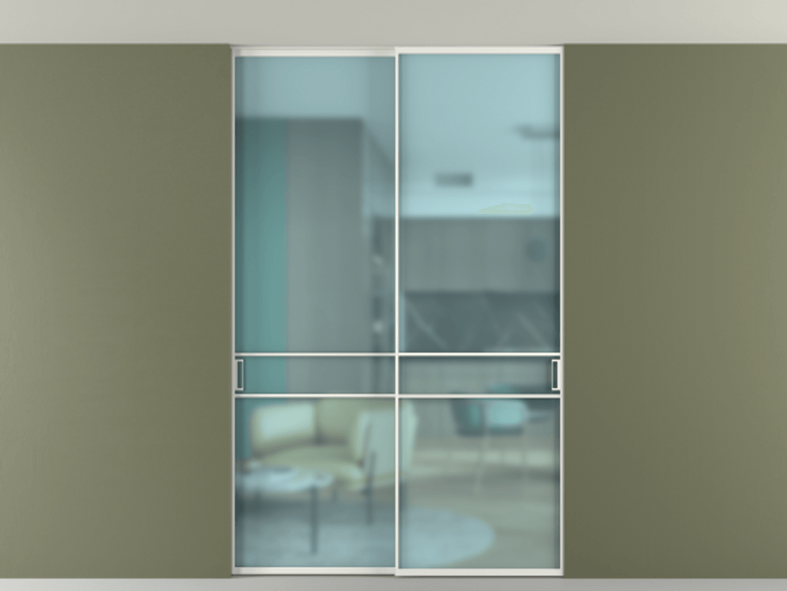 Перегородка Формато внутри проёма скрытое крепление в потолок 2 створки АЛПР 040.02 Алюминий светло-серый Сатинированное голубое стекло, триплекс. Цена 282120 ₽ 1. Полотно 2 шт. (800/2100 мм)
2. Комплект установки раздвижной системы
3. Базовый комплект фурнитуры
4. Ручка Рондо. Фабрика дверей Волховец 8 (800) 551 43 19 Перегородка Формато внутри проёма скрытое крепление в потолок 2 створки АЛПР 040.02 Алюминий светло-серый Сатинированное голубое стекло, триплекс Цена 282120 ₽ | Volhovec