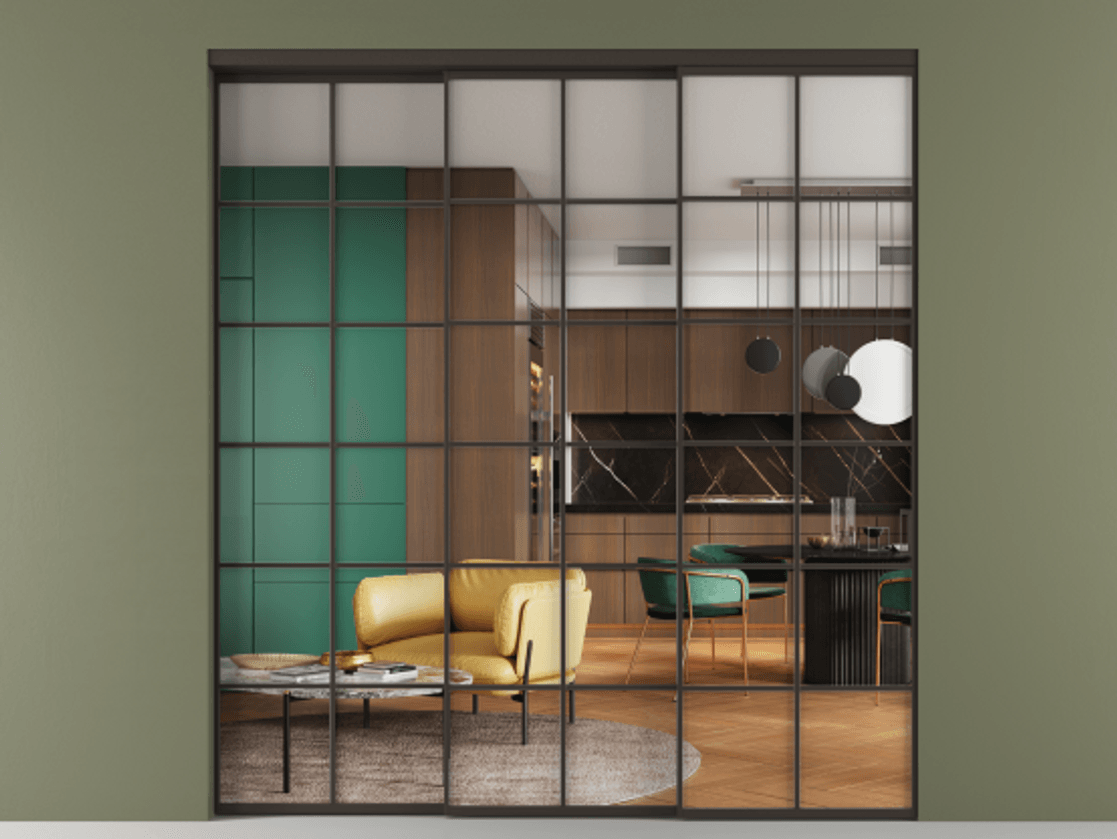 Перегородка Формато внутри проёма 3 створки с синхронным механизмом АЛПР 040.05 Алюминий антрацит Прозрачное стекло "Кристал Вижн", калёное. Цена 420710 ₽ 1. Полотно 3 шт. (800/2100 мм)
2. Комплект установки раздвижной системы
3. Базовый комплект фурнитуры
4. Комплект фурнитуры телескопик синхро-2
5.Ручка Рондо. Фабрика дверей Волховец 8 (800) 551 43 19 Перегородка Формато внутри проёма 3 створки с синхронным механизмом АЛПР 040.05 Алюминий антрацит Прозрачное стекло "Кристал Вижн", калёное Цена 420710 ₽ | Volhovec