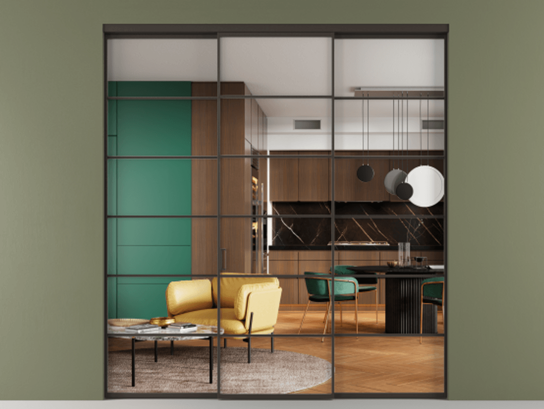 Перегородка Формато внутри проёма 3 створки АЛПР 040.04 Алюминий антрацит Прозрачное стекло "Кристал Вижн", калёное. Цена 315110 ₽ 1. Полотно 3 шт. (800/2100 мм)
2. Комплект установки раздвижной системы
3. Базовый комплект фурнитуры
4.Ручка Рондо. Фабрика дверей Волховец 8 (800) 551 43 19 Перегородка Формато внутри проёма 3 створки АЛПР 040.04 Алюминий антрацит Прозрачное стекло "Кристал Вижн", калёное Цена 315110 ₽ | Volhovec