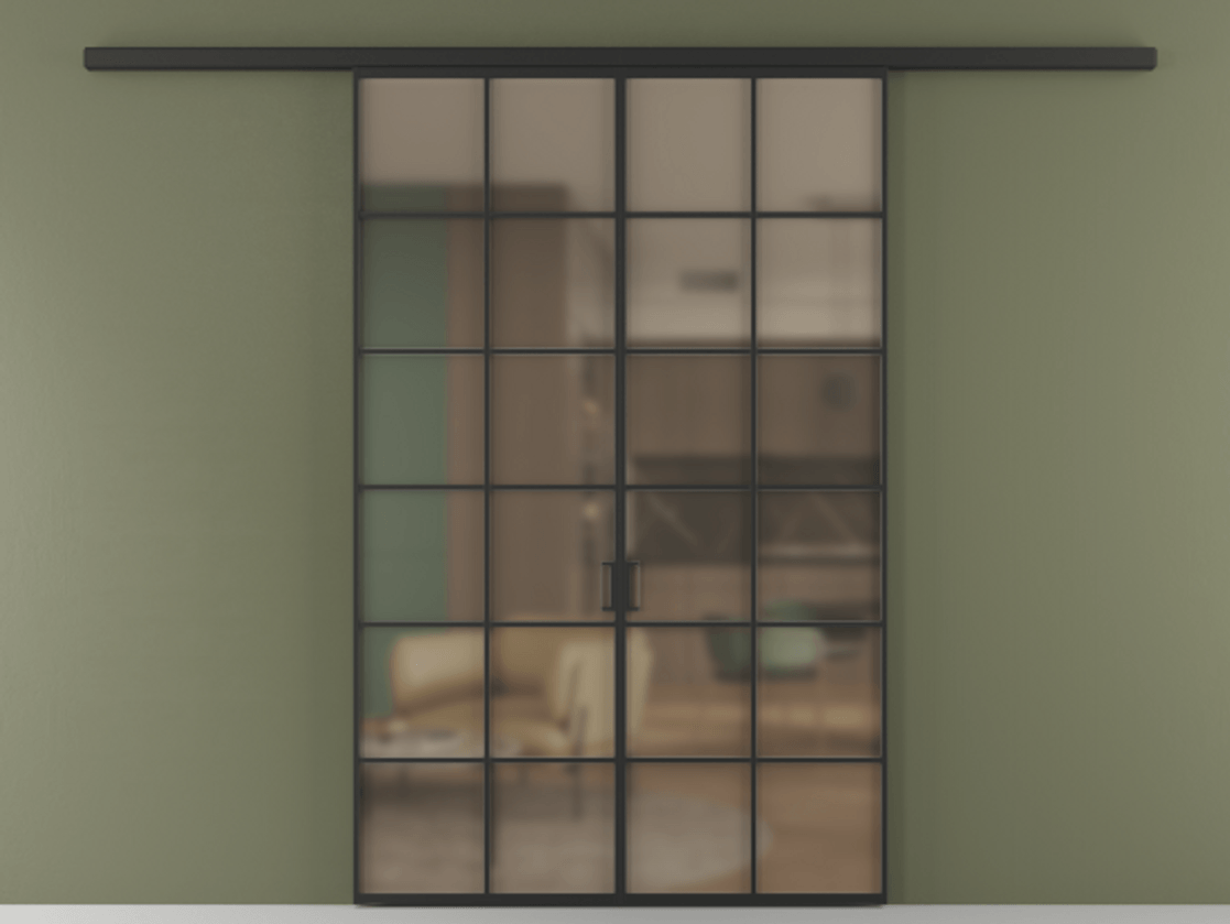 Перегородка Formato вдоль стены двустворчатая АЛПР 040.05 Алюминий Черный Сатинированное бронзовое стекло, триплекс, 6 мм Цена 247280 ₽ | Volhovec