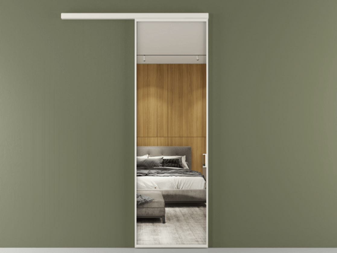 Перегородка Formato вдоль стены 1 створка АЛПР 040.01 Алюминий Белый Двустороннее зеркало, триплекс , триплекс 6 мм Цена 122100 ₽  | Volhovec