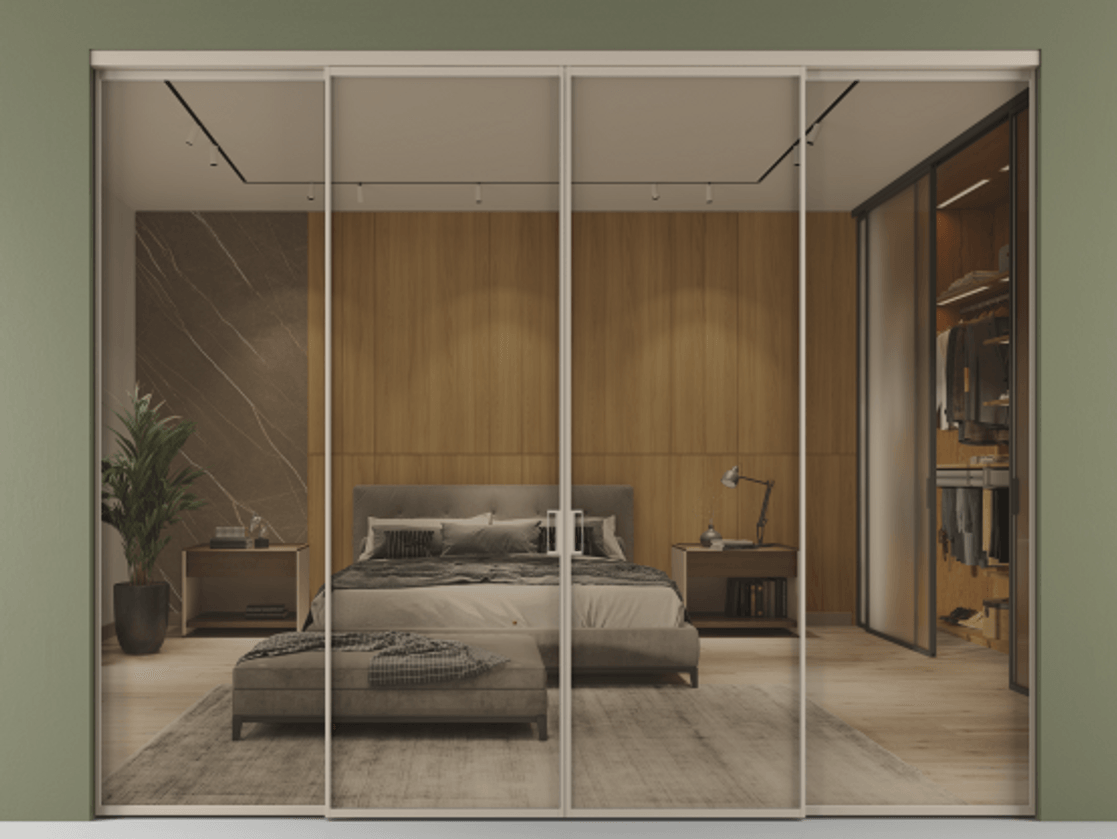 Перегородка Формато внутри проёма 4 створки АЛПР 040.01 Алюминий бисквитный Рефлективное бронзовое стекло "Стопсол", калёное. Цена 379980 ₽ 1. Полотно 4 шт. (800/2100 мм)
2. Комплект установки раздвижной системы
3. Базовый комплект фурнитуры
4.Ручка Рондо. Фабрика дверей Волховец 8 (800) 551 43 19 Перегородка Формато внутри проёма 4 створки АЛПР 040.01 Алюминий бисквитный Рефлективное бронзовое стекло "Стопсол", калёное Цена 379980 ₽ | Volhovec