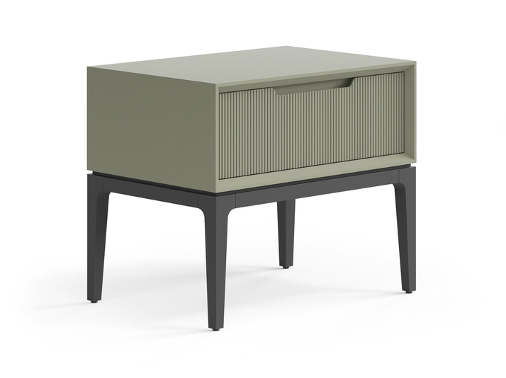 Мебель Тумба прикроватная Velvet 1 ящик. Цвет Матовый оливковый тёмный. Материал Гладкая эмаль. Коллекция Тумба прикроватная Velvet 1 ящик. Картинка.