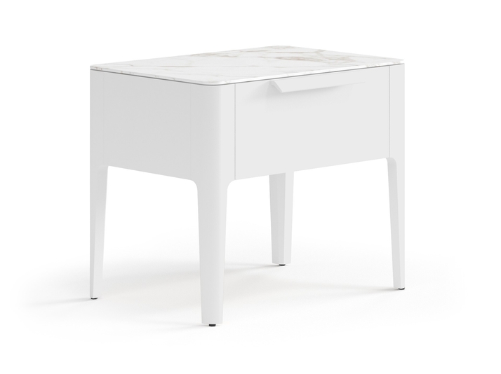 Мебель Тумба прикроватная Piega 1 ящик. Цвет Матовый светло-серый. Материал Гладкая эмаль. Коллекция Тумба прикроватная Piega 1 ящик. Картинка.