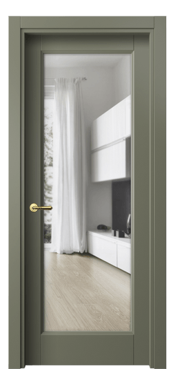 Дверь межкомнатная 1402 МОТ Прозрачное стекло. Цвет Матовый оливковый тёмный. Материал Гладкая эмаль. Коллекция Galant. Картинка.