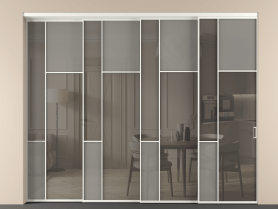 Алюминевая перегородка vntl4_5 Алюминий тёплый серый Серый сатин матовое + Серый прозрачное. Цвет Алюминий тёплый серый. Материал Алюминий в эмали. Коллекция Перегородка Мозаик внутри проёма 4 створки с синхронным механизмом. Фото. Алюминевая перегородка vntl4_5 Алюминий тёплый серый Серый сатин матовое + Серый прозрачное. Цвет Алюминий тёплый серый. Материал Алюминий в эмали. Коллекция Перегородка Мозаик внутри проёма 4 створки с синхронным механизмом. Картинка.