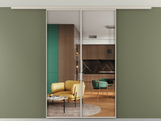 Перегородка Формато вдоль стены на потолок 2 створки