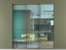 Перегородка Formato внутри проёма 3 створки с синхронным механизмом